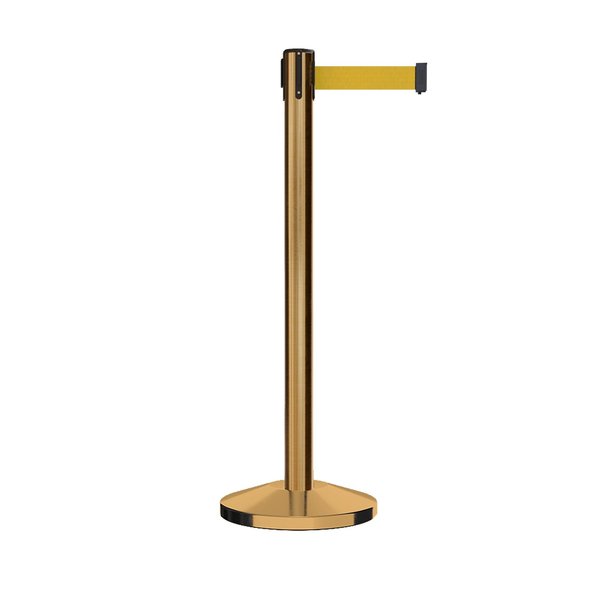 Montour Line Stanchion Belt Barrier Sat.Brass Post 13ft. Yellow Belt M630-SB-YW-130